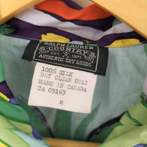 ポロカントリーラルフローレン POLO COUNTRY RALPH LAUREN 80-90s カナダ製 ヨット柄 シルク シャツ レディース import:M