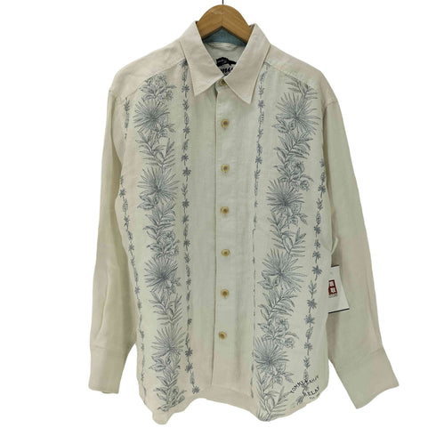 トミーバハマ Tommy Bahama リーフ 総柄 ライン L/S リネン シャツ メンズ import:M