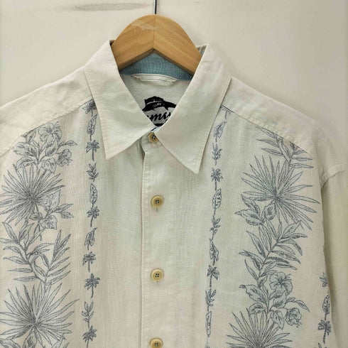 トミーバハマ Tommy Bahama リーフ 総柄 ライン L/S リネン シャツ メンズ import:M