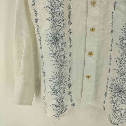 トミーバハマ Tommy Bahama リーフ 総柄 ライン L/S リネン シャツ メンズ import:M
