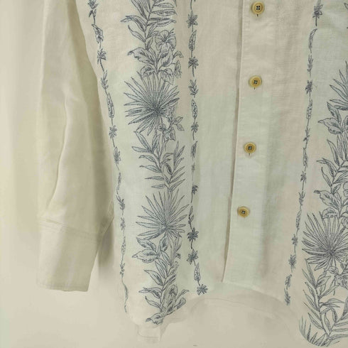 トミーバハマ Tommy Bahama リーフ 総柄 ライン L/S リネン シャツ メンズ import:M