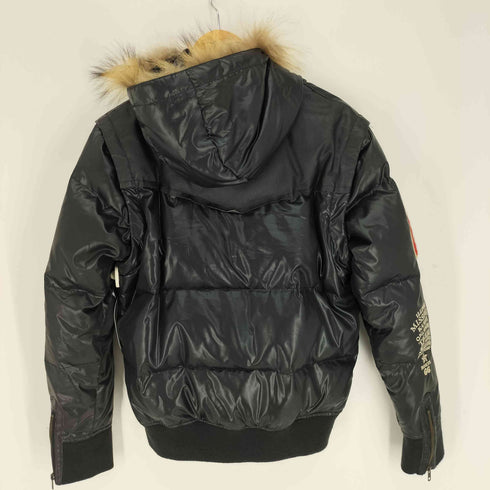JERONIMO 1829 インディアン レザー リアルファー ダブルジップ 2WAY フェザー ダウン ジャケット Y2K メンズ import:M
