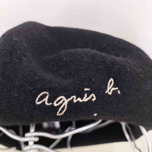 アニエスベー agnes b. ロゴ刺繍 ウールベレー帽 レディース