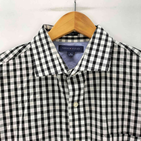 トミーヒルフィガー TOMMY HILFIGER SLIM FIT ギンガムチェック L/S ワイドカラー シャツ ビックサイズ メンズ 34-35