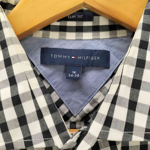 トミーヒルフィガー TOMMY HILFIGER SLIM FIT ギンガムチェック L/S ワイドカラー シャツ ビックサイズ メンズ 34-35