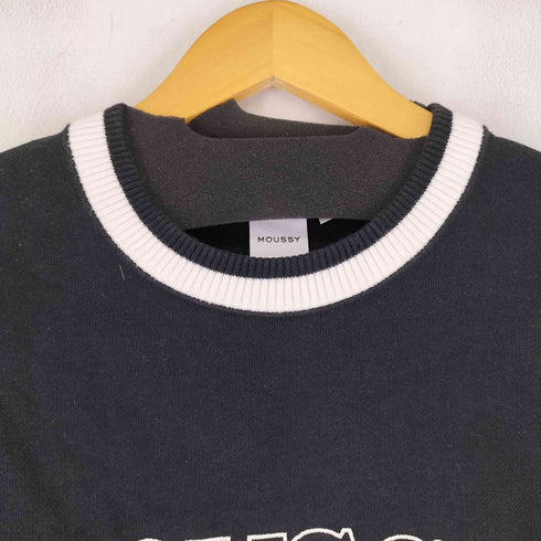 マウジー moussy ロゴ刺繍 クロップド スウェット レディース FREE