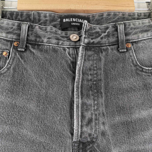 バレンシアガ BALENCIAGA 22SS UNISEX ブラック テーパードデニムパンツ メンズ 30