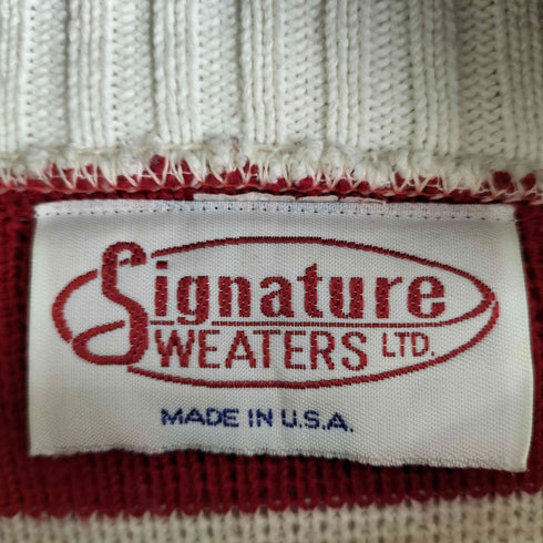 80S Signature WEATERS LTD. USA製 国旗柄 クルーネックニット メンズ S