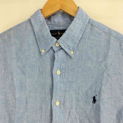 ポロラルフローレン POLO RALPH LAUREN ポニー刺繍 リネン S/S ボタンダウン シャツ メンズ import:L