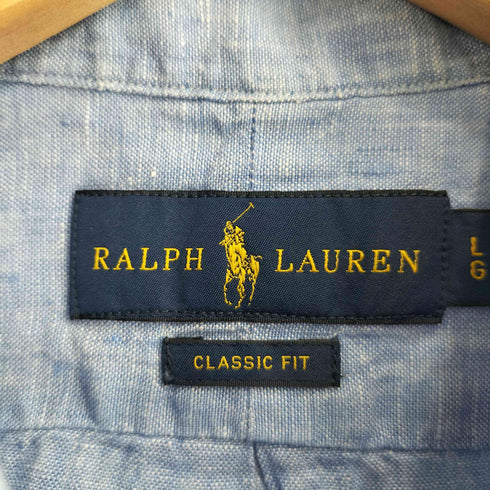 ポロラルフローレン POLO RALPH LAUREN ポニー刺繍 リネン S/S ボタンダウン シャツ メンズ import:L