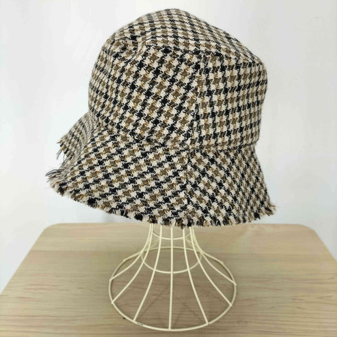 ポールスミス Paul Smith ハングトゥース 千鳥格子 カットオフ フリンジ バケット ハット レディース