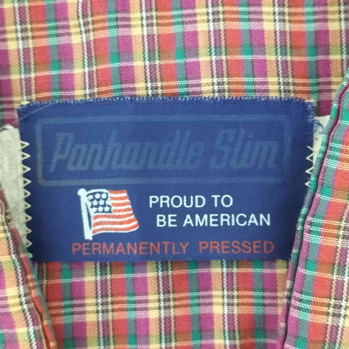 パンハンドルスリム Panhandle Slim 70-80s USA製 チェックウエスタンシャツ メンズ