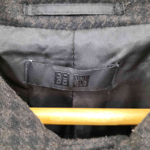 ユニクロ UNIQLO チェック柄シングルブレスト ステンカラーコート メンズ