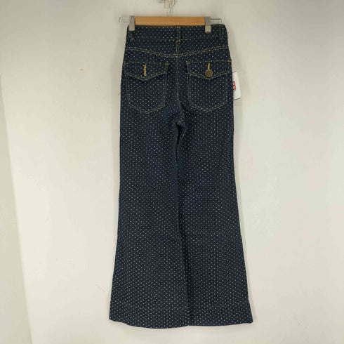 ドット柄 デニムフレアパンツ レディース 0