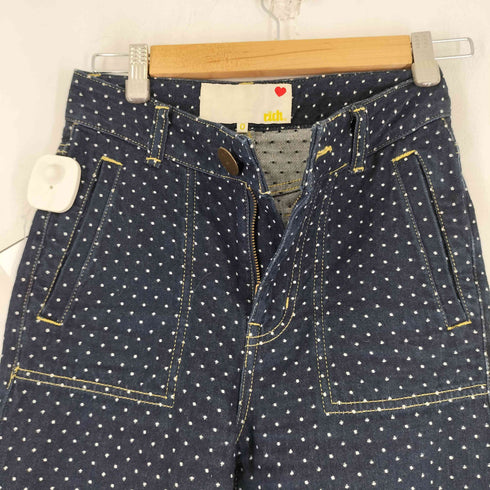 ドット柄 デニムフレアパンツ レディース 0