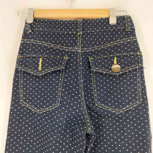 ドット柄 デニムフレアパンツ レディース 0