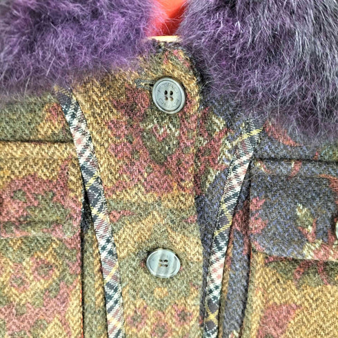 エトロ ETRO イタリア製 襟ファー ジャガードジャケット レディース 40