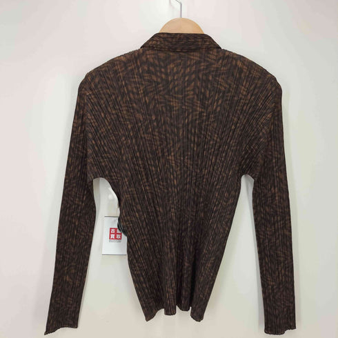 プリーツプリーズイッセイミヤケ PLEATS PLEASE ISSEY MIYAKE 14AW 総柄 プリーツカーディガン レディース JPN:3