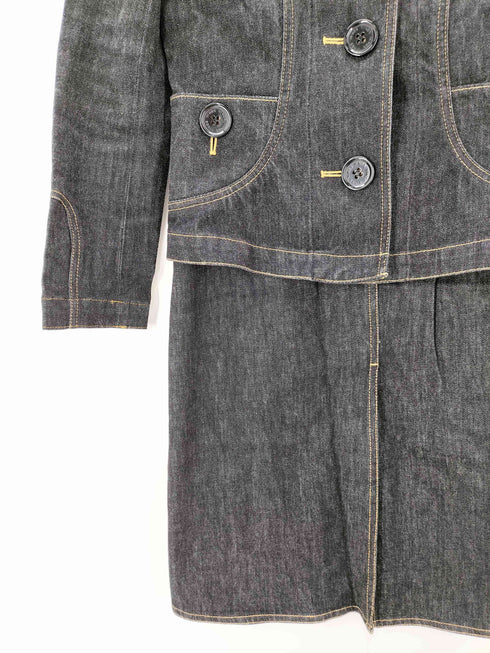 ソニアリキエル SONIA RYKIEL デニムセットアップ シャツ ジャケット スリットスカート レディース 40