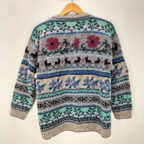 エルエルビーン L.L.Bean 80S 総柄 クルーネック ニット カーディガン メンズ import:L