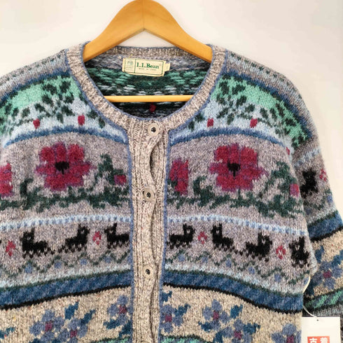 エルエルビーン L.L.Bean 80S 総柄 クルーネック ニット カーディガン メンズ import:L