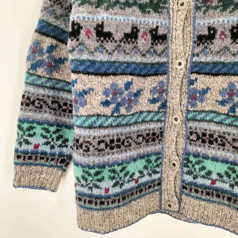 エルエルビーン L.L.Bean 80S 総柄 クルーネック ニット カーディガン メンズ import:L