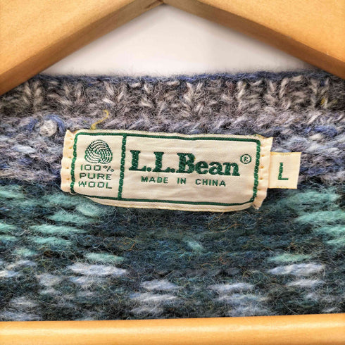 エルエルビーン L.L.Bean 80S 総柄 クルーネック ニット カーディガン メンズ import:L