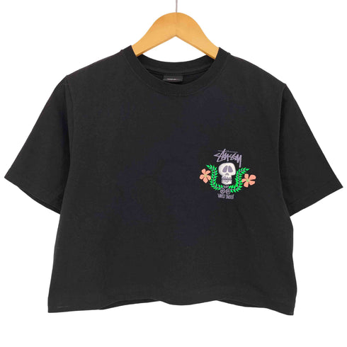 ステューシー Stussy コットン スカルフラワープリント クルーネックTシャツ レディース import:S