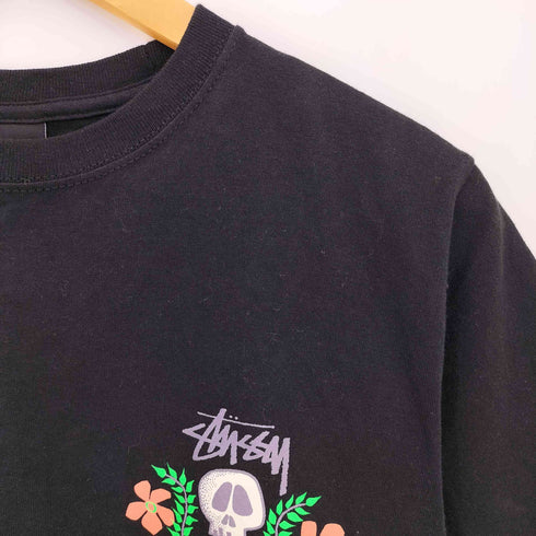 ステューシー Stussy コットン スカルフラワープリント クルーネックTシャツ レディース import:S