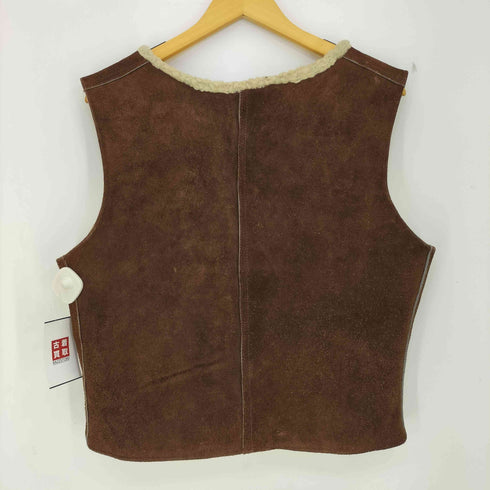 GENUINE LEATHER 70s メキシコ製 裏地ボア フロントベルト ムートンベスト メンズ