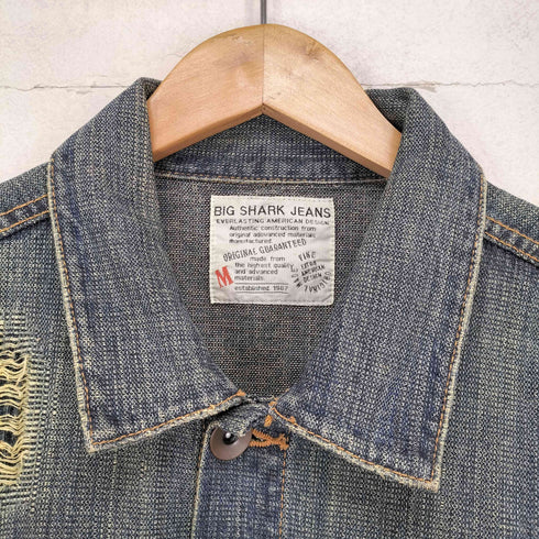 big shark jeans クラック加工デニムジャケットY2K メンズ M
