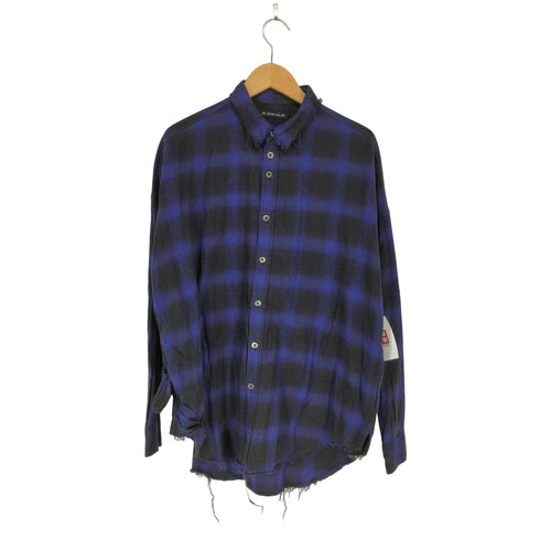 ダイエットブッチャースリムスキン DIET BUTCHER SLIM SKIN カットオフ加工オンブレチェック柄L/S シャツ メンズ