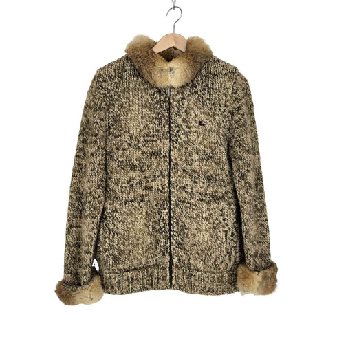 バーバリーブラックレーベル BURBERRY BLACK LABEL ラビットファー切替ニットジャケット メンズ 2