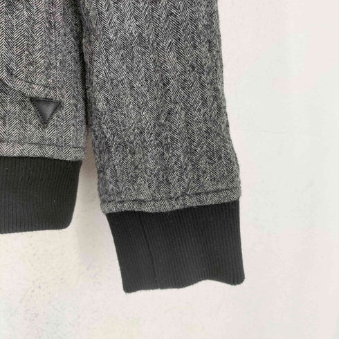 バーバリーブラックレーベル BURBERRY BLACK LABEL ラビットファー付ヘリンボーンショート丈コート メンズ M