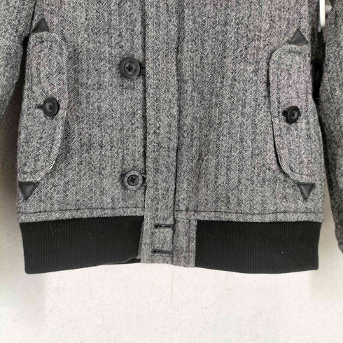 バーバリーブラックレーベル BURBERRY BLACK LABEL ラビットファー付ヘリンボーンショート丈コート メンズ M