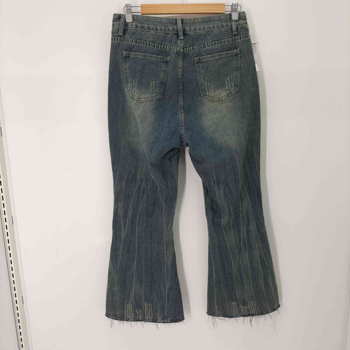 Y2K ダメージ加工 フレアデニムパンツ メンズ XL