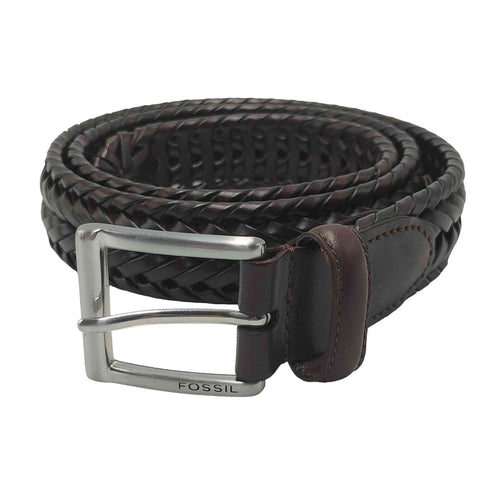フォッシル FOSSIL レザー編み込みベルト メンズ 85/34