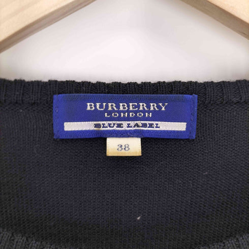 バーバリーブルーレーベル BURBERRY BLUE LABEL エクストリアン ナイト ホースロゴ 刺繍 ノバチェック ウール カーディガン レディース EUR:38