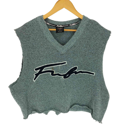 フブ FUBU 90S ロゴワッペン カットオフ リメイク ニット ベスト メンズ import:XL
