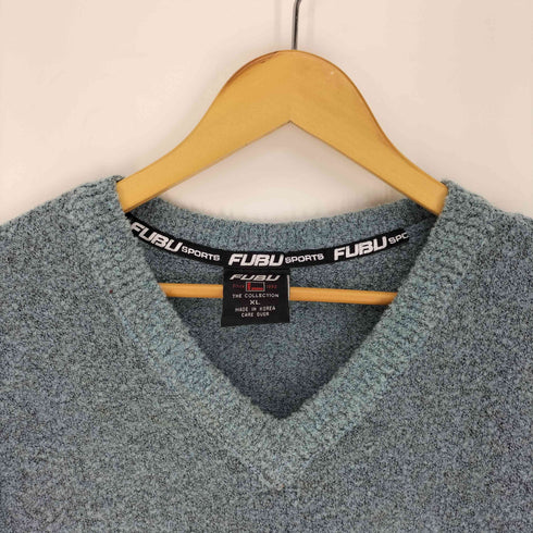 フブ FUBU 90S ロゴワッペン カットオフ リメイク ニット ベスト メンズ import:XL