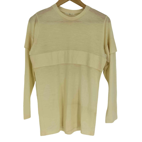 ワイズ Ys フリル 切替 デザイン ハイゲージ ウール L/S カットソー ロンT レディース