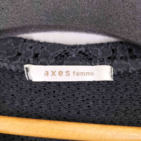 アクシーズファム axes femme クロシェ編み切り替え ジップアップジャケット レディース