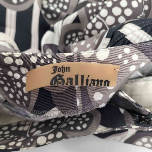 ジョンガリアーノ JOHN GALLIANO 00S 02SS フランス製 総柄 ドット 花柄 サイドスリット 5ポケット ジップフライ フレアパンツ レディース FR:36