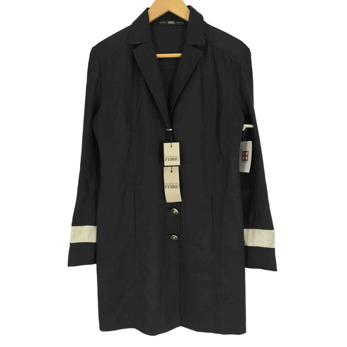 ジャンフランコフェレ GIANFRANCO FERRE 00S 01AW イタリア製 50/50 ウール レーヨン 袖 エンブレム 刺繍 ロゴ刻印 メタルボタン ハーフ チェスターコート レディース EUR:42