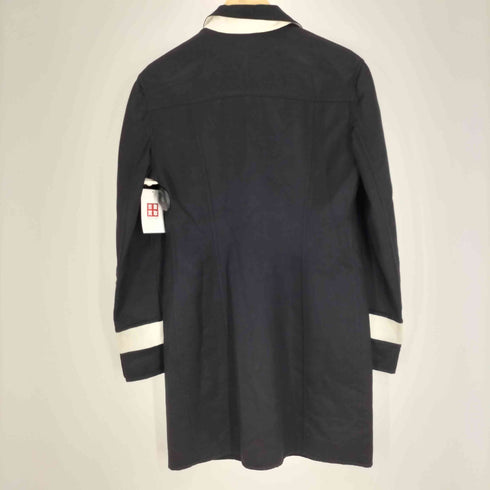 ジャンフランコフェレ GIANFRANCO FERRE 00S 01AW イタリア製 50/50 ウール レーヨン 袖 エンブレム 刺繍 ロゴ刻印 メタルボタン ハーフ チェスターコート レディース EUR:42