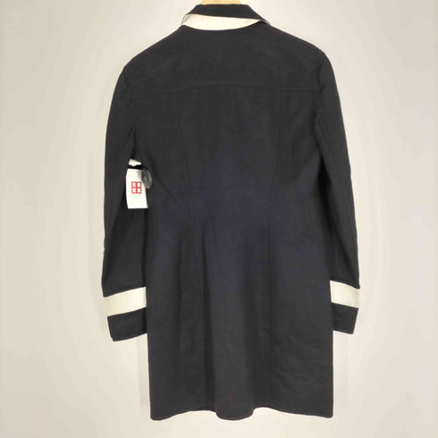 ジャンフランコフェレ GIANFRANCO FERRE 00S 01AW イタリア製 50/50 ウール レーヨン 袖 エンブレム 刺繍 ロゴ刻印 メタルボタン ハーフ チェスターコート レディース EUR:42
