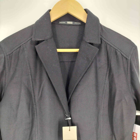 ジャンフランコフェレ GIANFRANCO FERRE 00S 01AW イタリア製 50/50 ウール レーヨン 袖 エンブレム 刺繍 ロゴ刻印 メタルボタン ハーフ チェスターコート レディース EUR:42