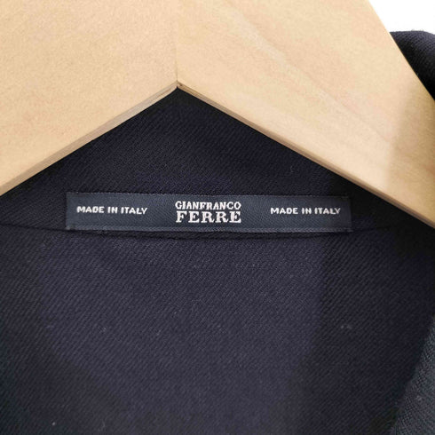 ジャンフランコフェレ GIANFRANCO FERRE 00S 01AW イタリア製 50/50 ウール レーヨン 袖 エンブレム 刺繍 ロゴ刻印 メタルボタン ハーフ チェスターコート レディース EUR:42