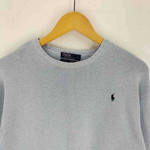 ポロバイラルフローレン Polo by RALPH LAUREN 90S ポニー刺繍 クルーネック リブ編み コットン ニット メンズ import:L