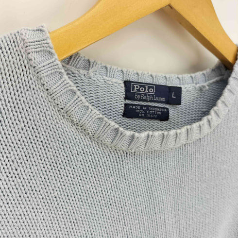 ポロバイラルフローレン Polo by RALPH LAUREN 90S ポニー刺繍 クルーネック リブ編み コットン ニット メンズ import:L